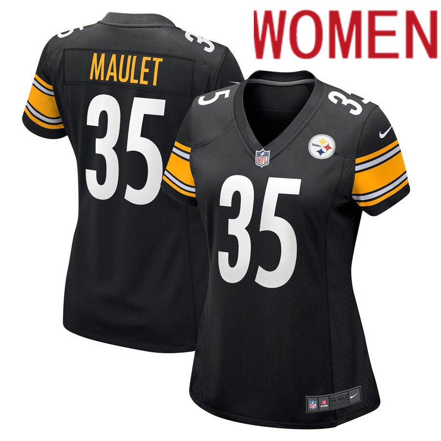 Women Pittsburgh Steelers 35 Arthur Maulet Nike Black Game NFL Jersey
